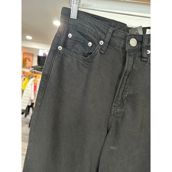 Rag & Bone Logan Mid Rise Wide Leg Black Jeans Size 25 - Picture 3 of 8
